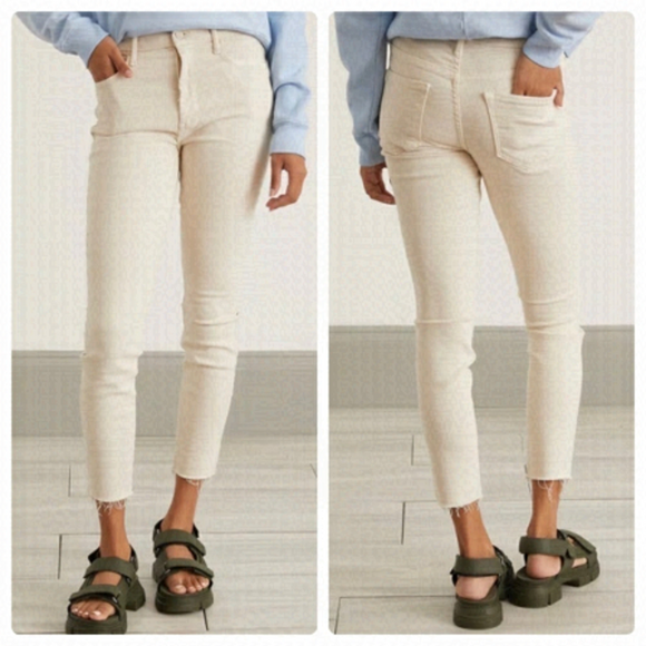 MOTHER Denim - 𝅺MOTHER Ivory The Looker Ankle Fray Gettin’ In Jeans US 25